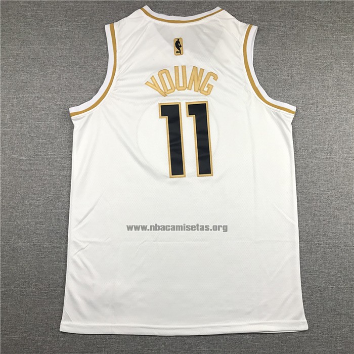 Camiseta Golden Edition Atlanta Hawks Trae Young NO 11 Blanco